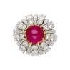 3.04 Carat Star Ruby No-Heat Burma & Diamond 18K Gold Sunburst Ring