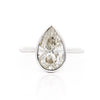 3.09 Carat Diamond Pear-Cut Bezel Set White Gold Solitaire Engagement Ring