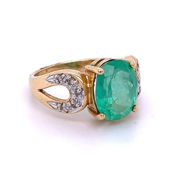 3.20 carat Oval Cut Colombian Emerald and Diamond Vintage Ring in 14k Gold – Assay Jewelers