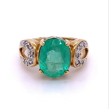 3.20 carat Oval Cut Colombian Emerald and Diamond Vintage Ring in 14k Gold – Assay Jewelers