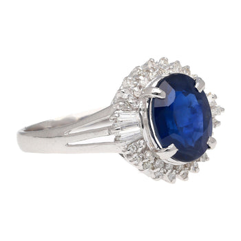 3.21 Carat Oval Cut Blue Sapphire and Diamond in Platinum Ring – Assay Jewelers