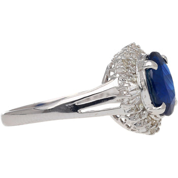 3.21 Carat Oval Cut Blue Sapphire and Diamond in Platinum Ring – Assay Jewelers