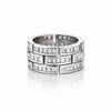 3.25 Carat Carre Square Diamond 18K White Gold 3 Row Brick Pattern Band Ring