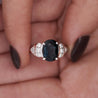 3.29 Carat Oval Blue Sapphire & Diamond in Platinum Engagement Ring