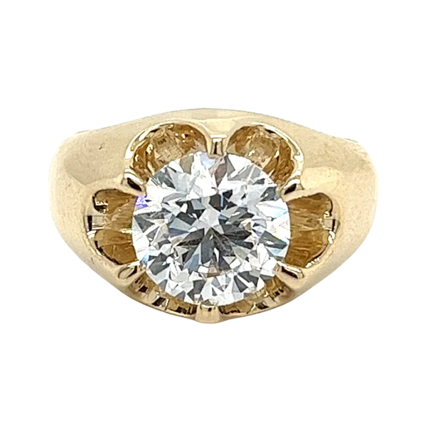 3.35 Carat Lab Grown Diamond Men's Solitaire Ring in 14K Gold