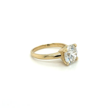 Bague solitaire en or jaune 14K avec diamant de laboratoire taille ronde 3,40 carats F/VS2 – Assay Jewelers