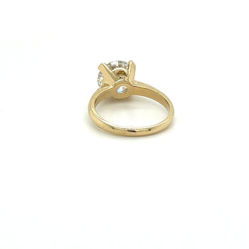 Bague solitaire en diamant de laboratoire taille ronde 3,40 carats F/VS2 en or jaune 14K – Assay Jewelers