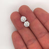 3.43 Carat Round Cut Lab Grown Diamond Martini 3-Prong Stud Earrings in 14K