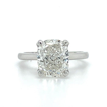 3.46 carat G/VS2 18k White Gold Solitaire Cushion Lab Grown Diamond Ring – Assay Jewelers