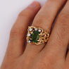 3.5 Carat Green Tourmaline 14K Gold Nugget Mens Ring