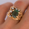 3.5 Carat Green Tourmaline 14K Gold Nugget Mens Ring