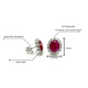 3.5 Carat No Heat Oval Cut Ruby Earrings With Round Diamond Halo