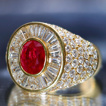 3.60 Carat Burma Ruby Oval Cut and Diamond 18K Gold Men’s Ring – Assay Jewelers