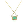 3.66 Carat Emerald Cut Colombian Emerald Solitaire East West Pendant Necklace in 14K Yellow Gold