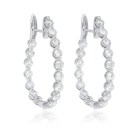 3.72 Carat Diamond Full Eternity Hoop Earrings in 18k White Gold