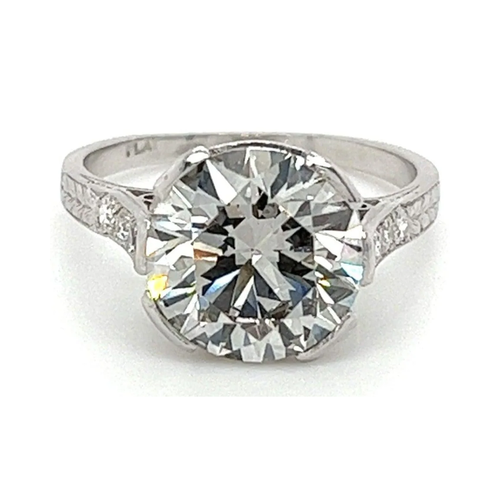3.72 Carat Lab Grown Diamond Ring in Half Bezel Platinum Setting