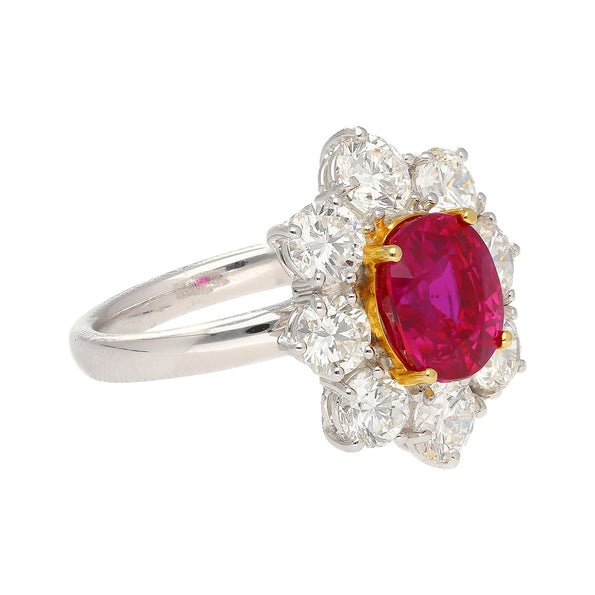 GIA Certified Semi Mount Ring With Round Diamond Halo in Platinum
