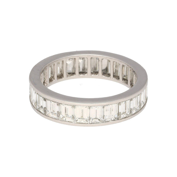 3.95 Carat Emerald Diamond Channel Set Platinum 950 Full Eternity Wedding Band