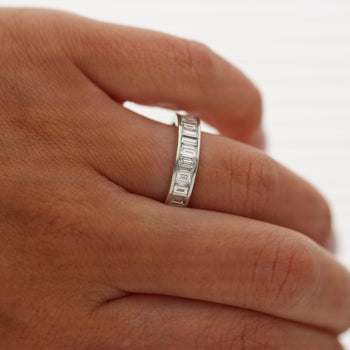 3.95 Carat Emerald Diamond Channel Set Platinum 950 Full Eternity Wedding Band – Assay Jewelers