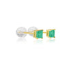 3mm-4mm Colombian Emerald Square-Cut Stud Earrings in 18k Gold