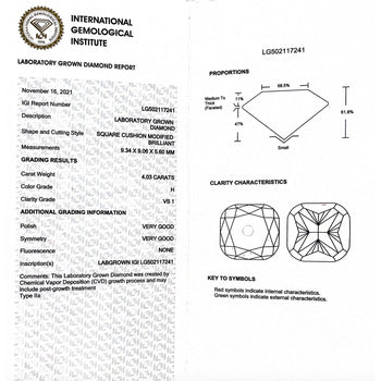 4 Carat Cushion-Cut, H color, VS1 Clarity, Lab Grown Diamond Engagement Ring – Assay Jewelers