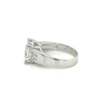 4 Carat Radiant Cut Lab Grown Diamond Ring With Half Moon Side Stone in 14K White Gold – Assay Jewelers