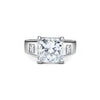 4 Carat Radiant Cut Lab Grown Diamond Ring With Half Moon Side Stone in 14K White Gold