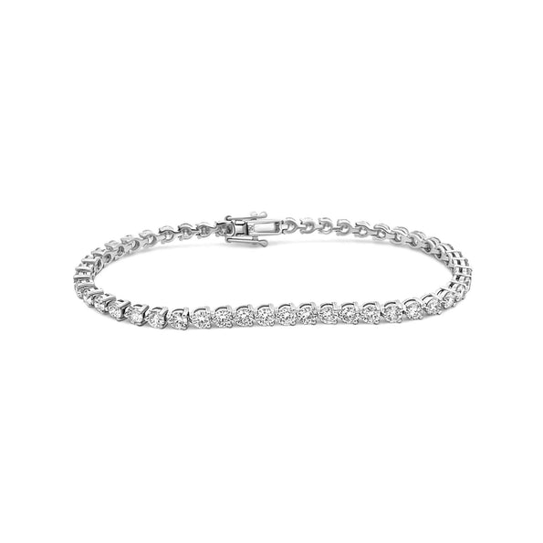 4 Carat Round Natural Diamond 2.7mm 3-Prong Tennis Bracelet in 18K White Gold 7"