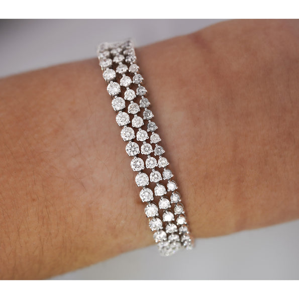 4 Carat Round Natural Diamond 2.7mm 3-Prong Tennis Bracelet in 18K White Gold 7"