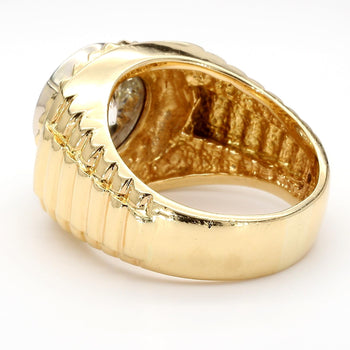 4 Carat Round Solitaire Diamond 18K Gold Fluted Bezel Mens Ring – Assay Jewelers