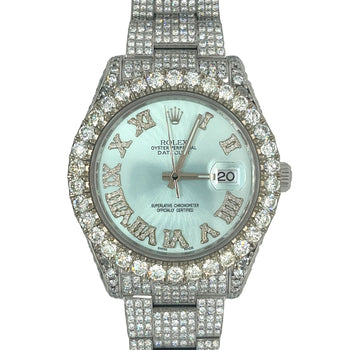 Montre Rolex Datejust 41 mm avec cadran bleu clair, chiffres romains, année 2010 – Assay Jewelers