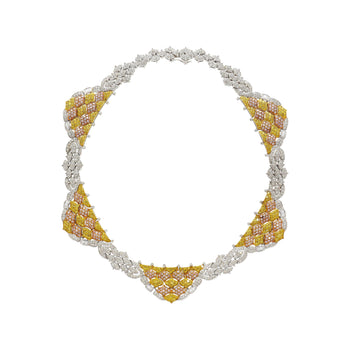 43 Carat 3 Tone Gold & Diamond Pave Necklace and Earring Set – Assay Jewelers