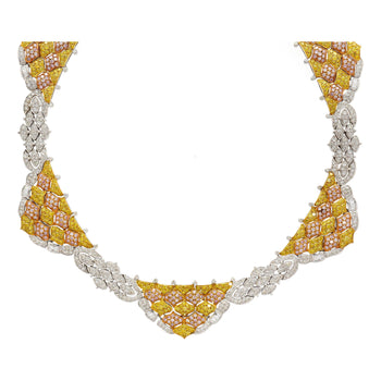 43 Carat 3 Tone Gold & Diamond Pave Necklace and Earring Set – Assay Jewelers