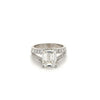 4.01 Carat G/SI1 Emerald Cut Lab Diamond In Split Shank Diamond Side Stone 14K White Gold Ring