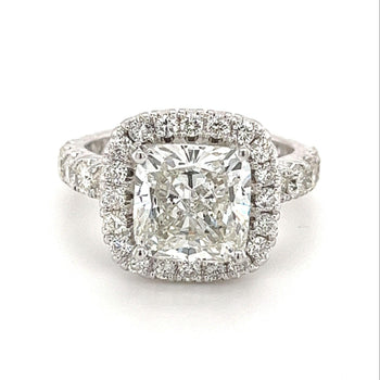 4.03 Carat Cushion Cut Lab Diamond Halo Ring 14K White Gold – Assay Jewelers