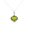 4.09 Carat Peridot Pendant Necklace in 18K White Gold Cable Chain