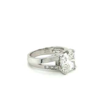 4.11 Carat Radiant Cut Lab Grown Diamond in Split-Shank Diamond Side Stone Ring – Assay Jewelers