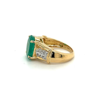 4.14 Carat Oval Cut Natural Emerald and Diamond Ring in 18K Yellow Gold – Assay Jewelers