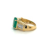 4.14 Carat Oval Cut Natural Emerald and Diamond Ring in 18K Yellow Gold