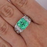 4.17 Carat Colombian Emerald & Diamond Unisex 14K White Gold Ring