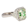 4.26 Carat Radiant Cut Fancy Yellowish Green SI1 Clarity Diamond Ring