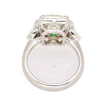 4.26 Carat Radiant Cut Fancy Yellowish Green SI1 Clarity Diamond Ring – Assay Jewelers