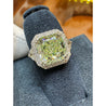 4.26 Carat Radiant Cut Fancy Yellowish Green SI1 Clarity Diamond Ring