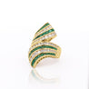 4.42 Carat Emerald & Diamond Pave 18K Gold Bypass Cluster Ring