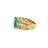 4.60 Carat Natural Colombian Emerald & Baguette Diamonds in 14K Yellow Gold Unisex Ring