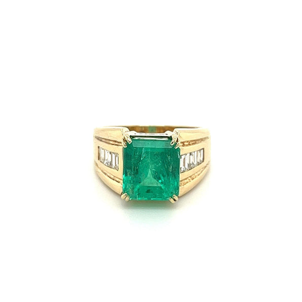 4.60 Carat Natural Colombian Emerald & Diamond 14K Gold Unisex Ring