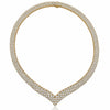 50 Carat Round Brilliant Diamond in 18K Yellow Gold Three Row V Shape Necklace