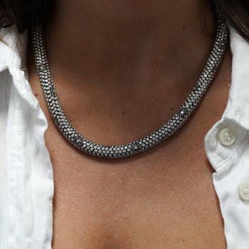 50 Carat Round Cut Diamond Cylinder Undulating Necklace in 18k – Assay Jewelers