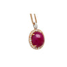 57.95 Carat Cabochon Cut Deep Pink Ruby & Diamond Halo Earrings & Necklace Set
