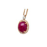 57.95 Carat Cabochon Cut Deep Pink Ruby & Diamond Halo Earrings & Necklace Set
